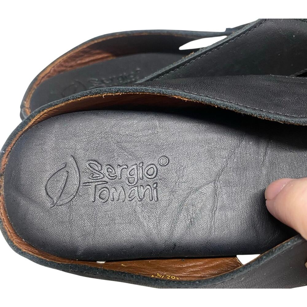 Sergio Tomani Women's Black Leather, Slip-on Slide, Size 10-10.5, Handmade - Picture 8 of 11